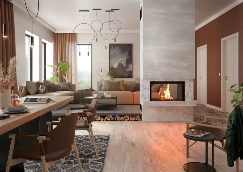 Spartherm Premium V - Kamin mit grader Scheibe 1-seitig